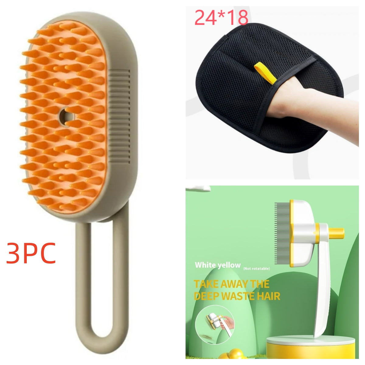 NovaBrush - 3-in-1 Steamy Pet Brush for Cats & Dogs